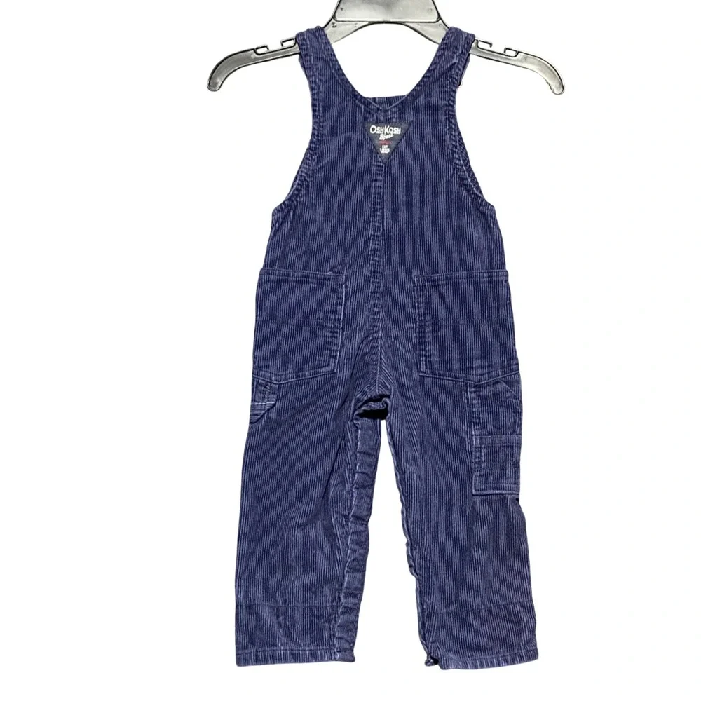 OshKosh B'gosh Kids Vestbak Blue Corduroy Bib Overalls‎ Size 12 Months Unisex